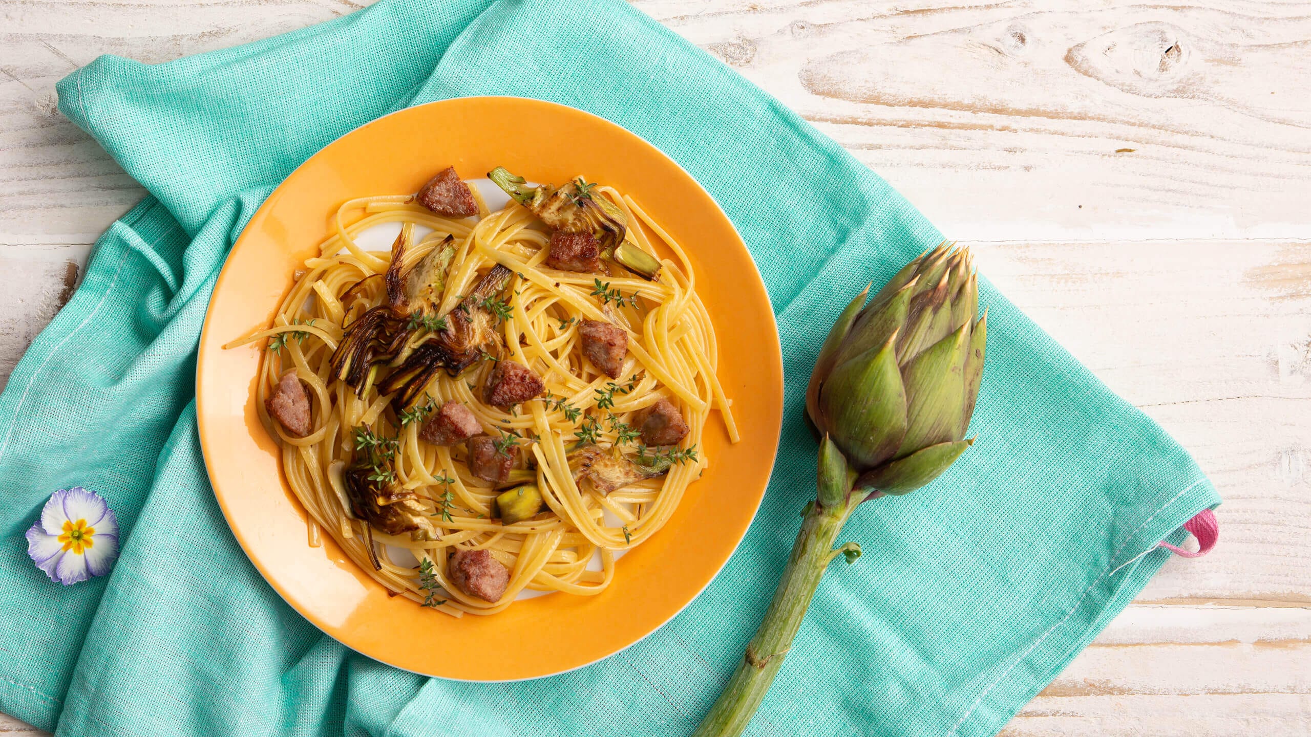 Linguine à la sauce d’artichauts et saucisse fraîche - Agnesi